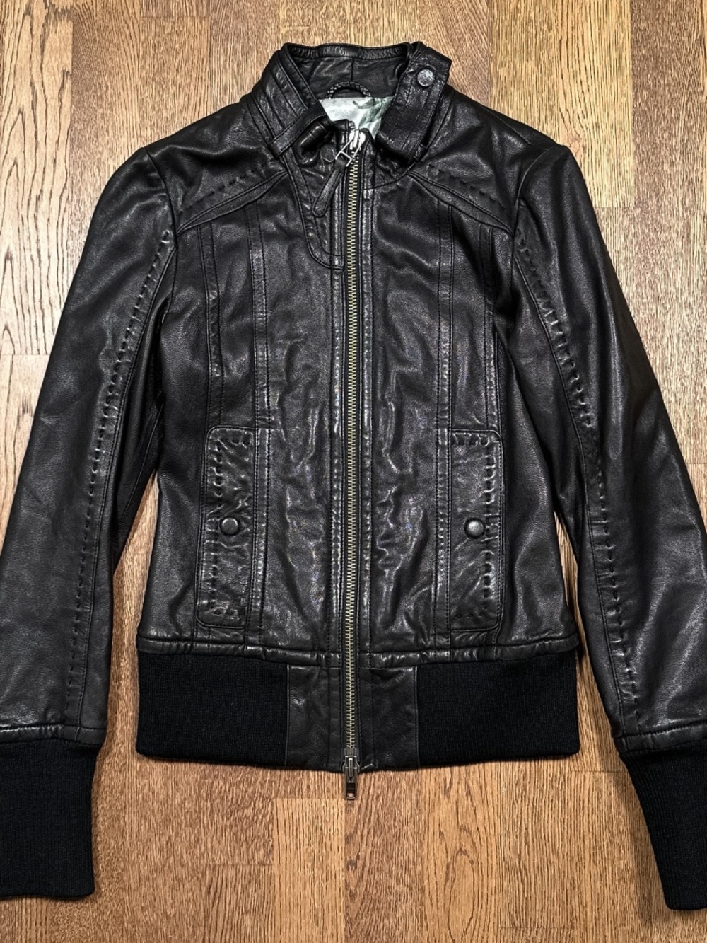 Vintage Y2K Mackage Aritzia Lambskin Lamb Leather Cafe Racer Jacket Womens XS